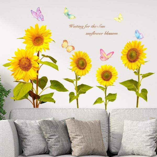 

Sunflower Print Wall Sticker, Multicolor