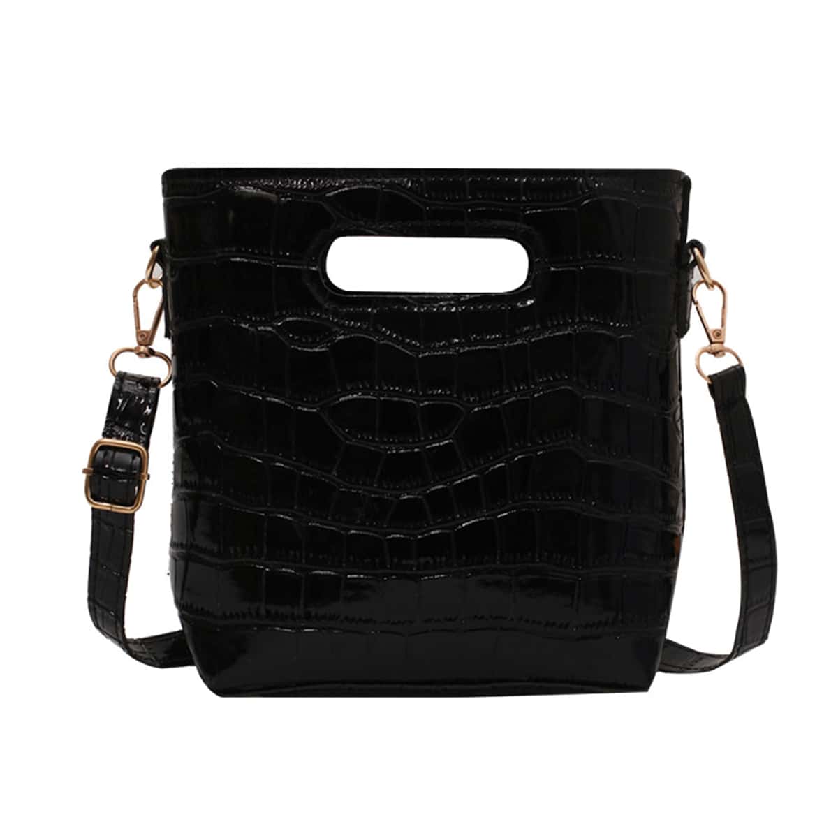 

Croc Embossed Crossbody Bag, Black
