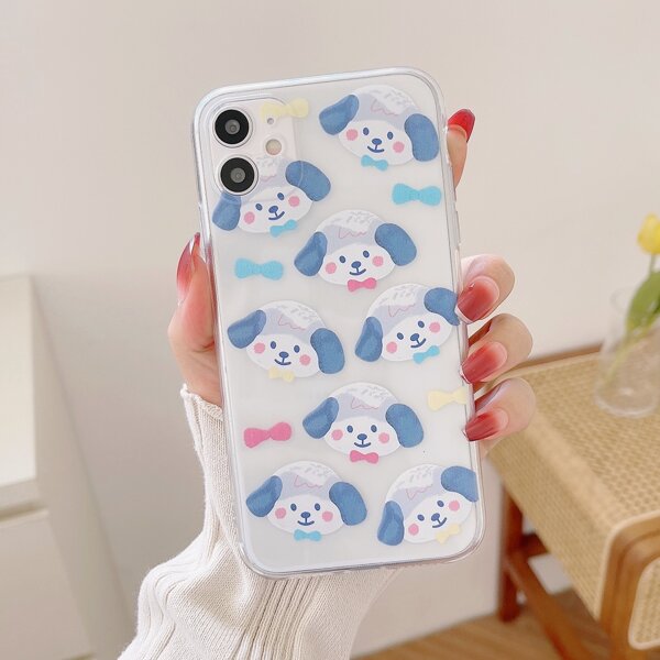 

Cartoon Dog Graphic Phone Case, Clear