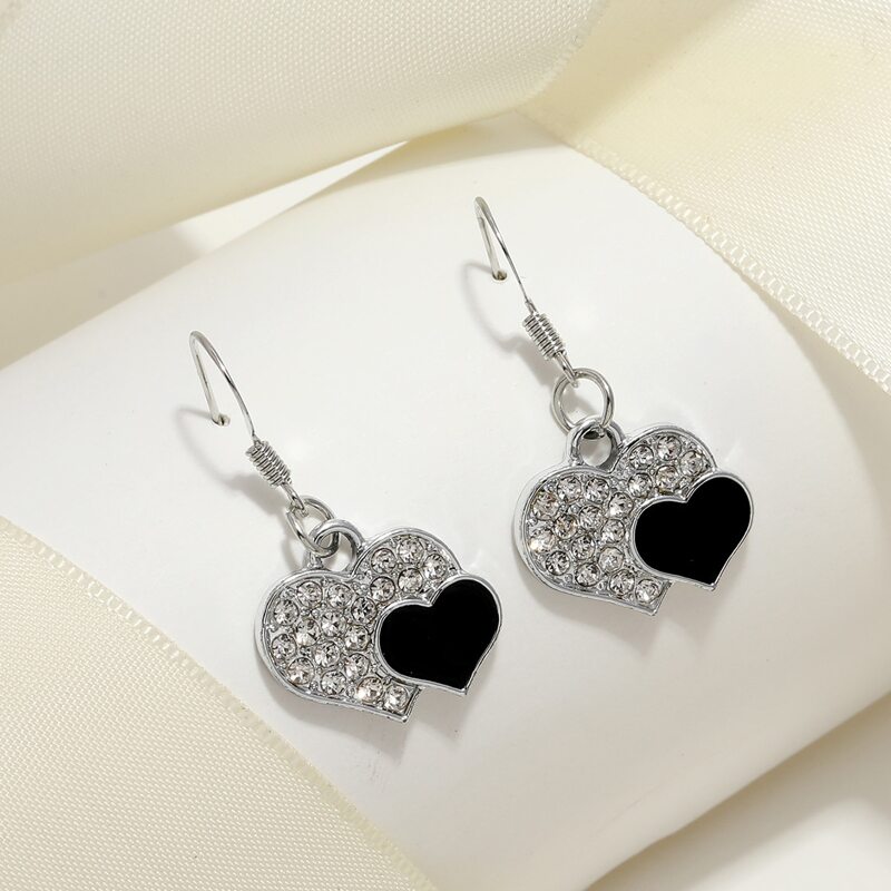 

Heart Drop Earrings, Silver