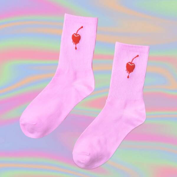 

Graphic Crew Socks, Pink