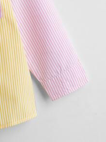 Toddler Girls Striped Colourblock Pocket Patched Blouse - Multicolor - View 3