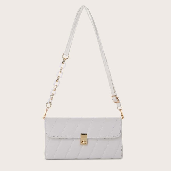 

Turn-lock Stitch Detail Crossbody Bag, White