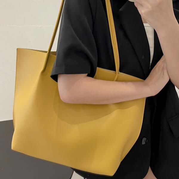 

Minimalist Shoulder Tote Bag, Yellow