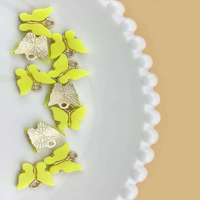 

10pcs Butterfly DIY Jewelry Accessory, Yellow