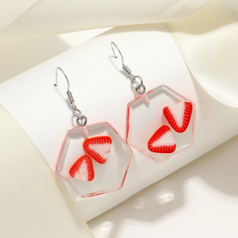 

Strawberry Drop Earrings, Red