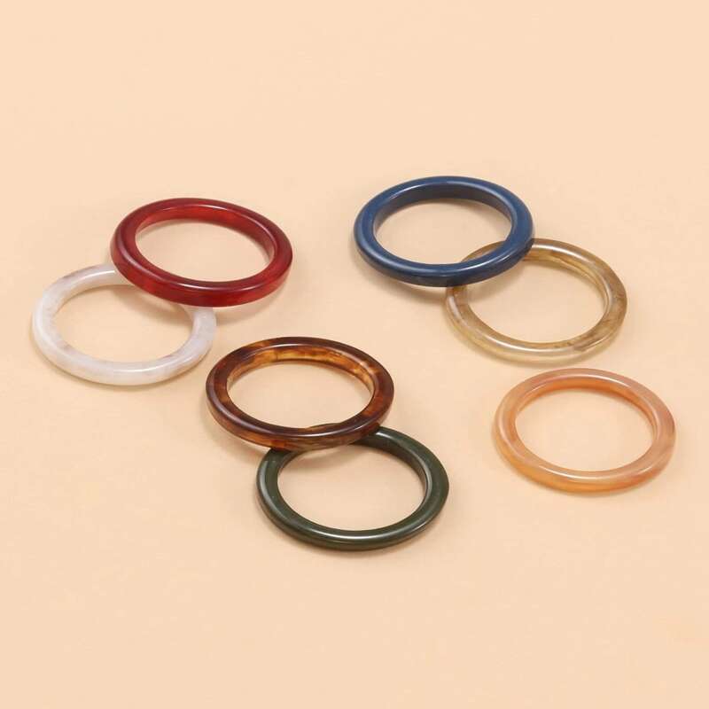 

7pcs Minimalist Ring, Multicolor