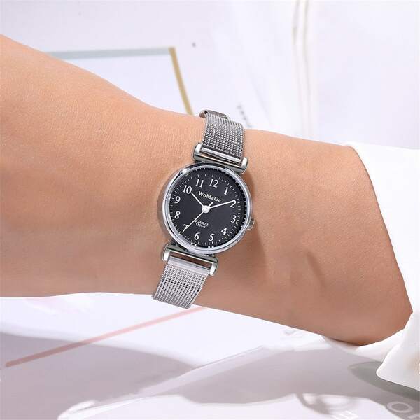 

Round Pointer Mesh Strap Quartz Watch