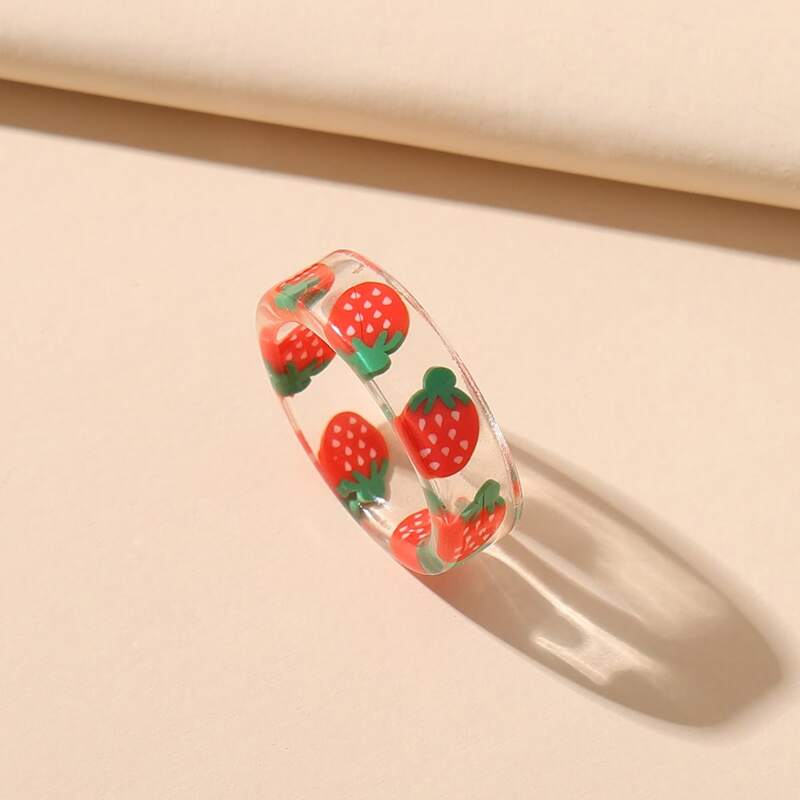 

Strawberry Graphic Ring, Red