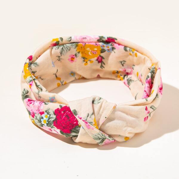 

Floral Print Hair Band, Pink
