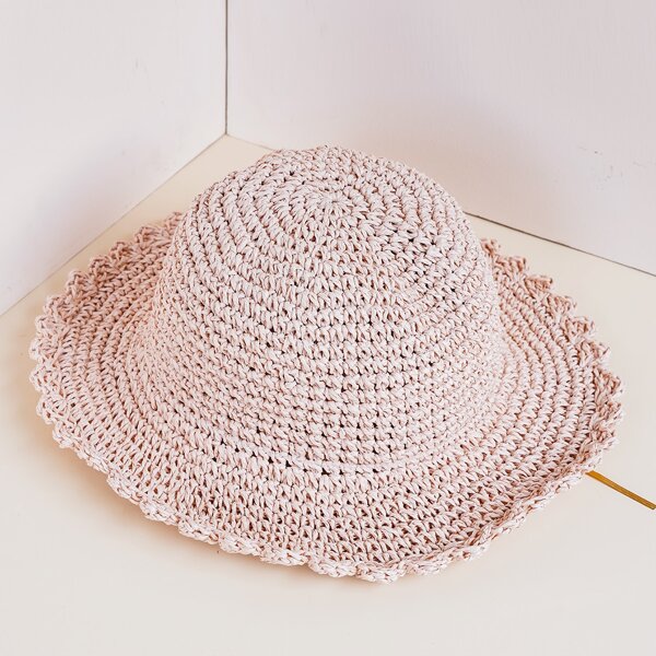 

Toddler Girls Minimalist Straw Hat, Baby pink