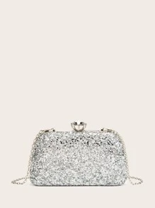 Long lanh Túi Box Clutch Đối với Tối Buổi tiệc , Ăn mặc trang trọng , Lễ cưới - Bạc - Xem 2