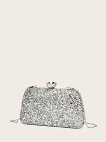 Long lanh Túi Box Clutch Đối với Tối Buổi tiệc , Ăn mặc trang trọng , Lễ cưới - Bạc - Xem 3