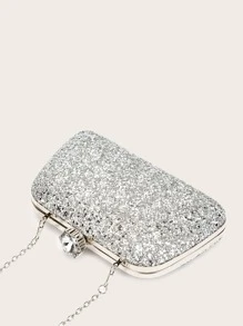 Long lanh Túi Box Clutch Đối với Tối Buổi tiệc , Ăn mặc trang trọng , Lễ cưới - Bạc - Xem 5