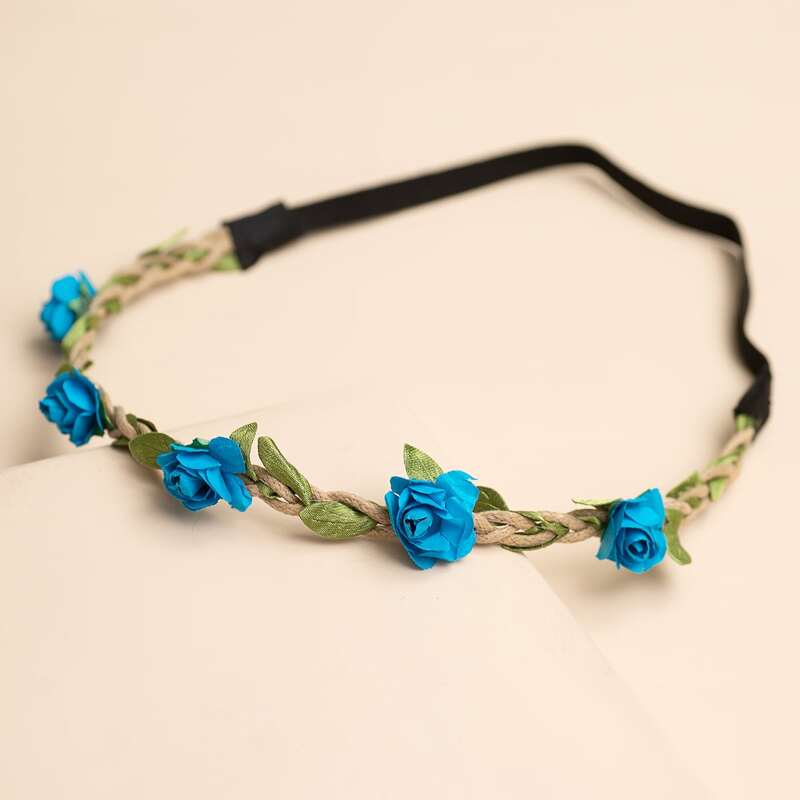 

Floral Decor Hair Band, Blue