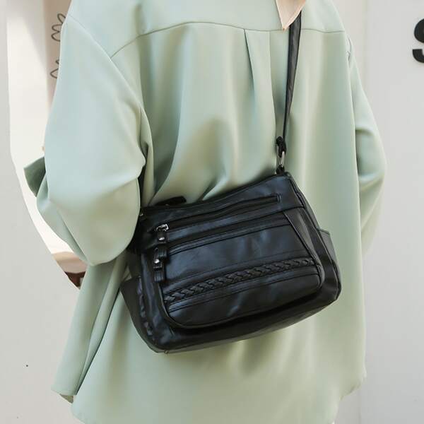 

Solid Crossbody Bag, Black