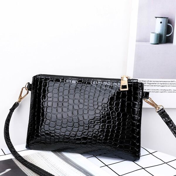 

Croc Embossed Crossbody Bag, Black