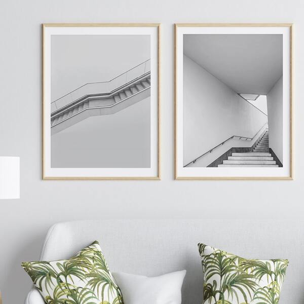 

2pcs Stairs Pattern Unframed Painting, Multicolor