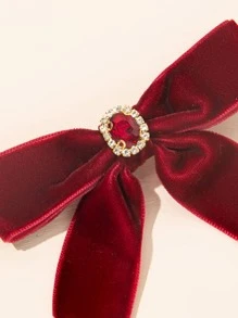 女孩2入組蝴蝶結裝飾髮夾 - 酒紅色 - 查看 3