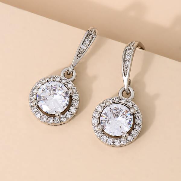 

Zircon Drop Earrings, Silver
