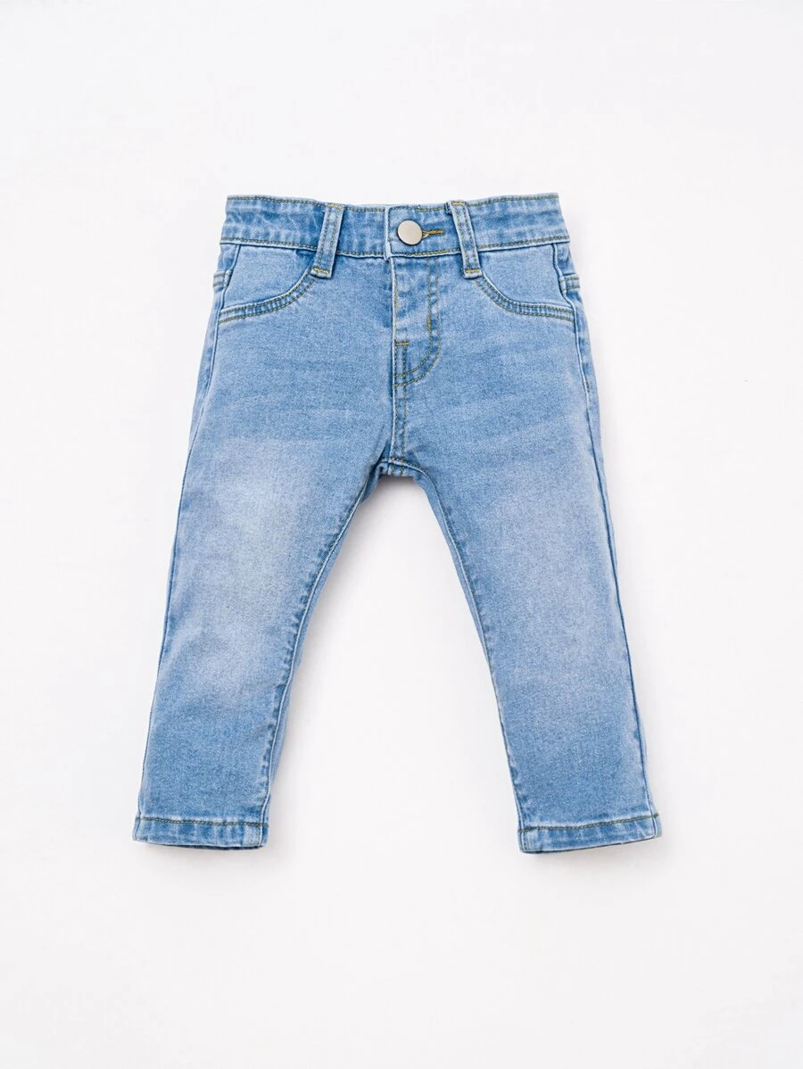 Baby Girl Unisex Washed Jeans - Light Wash - View 1