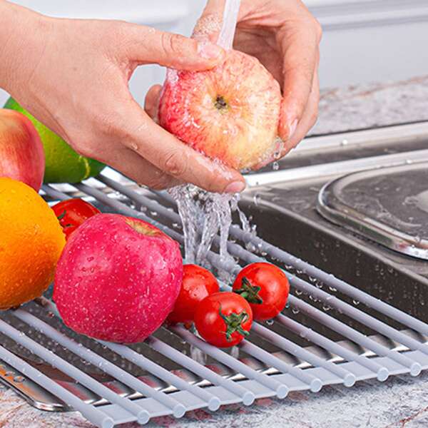 

1pc Silicone Foldable Drain Rack, Grey