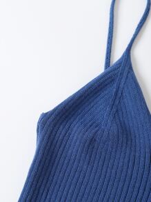 INAWLY Top unicolor corto tejido de canalé