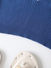 INAWLY Top unicolor corto tejido de canalé