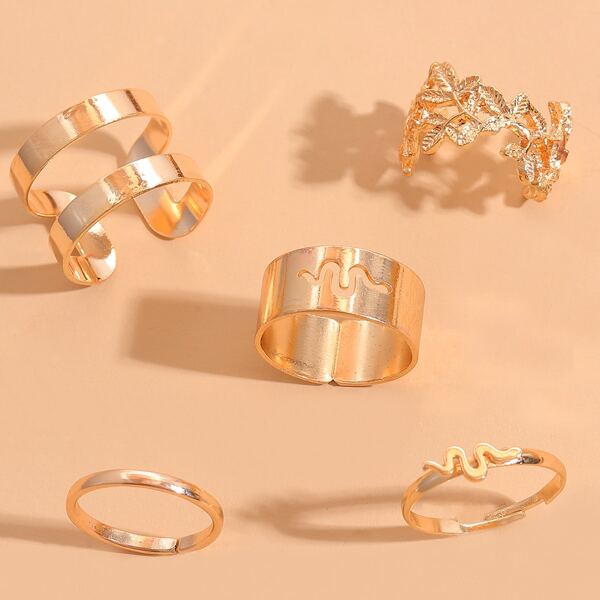 

5pcs Hollow Out Ring, Gold