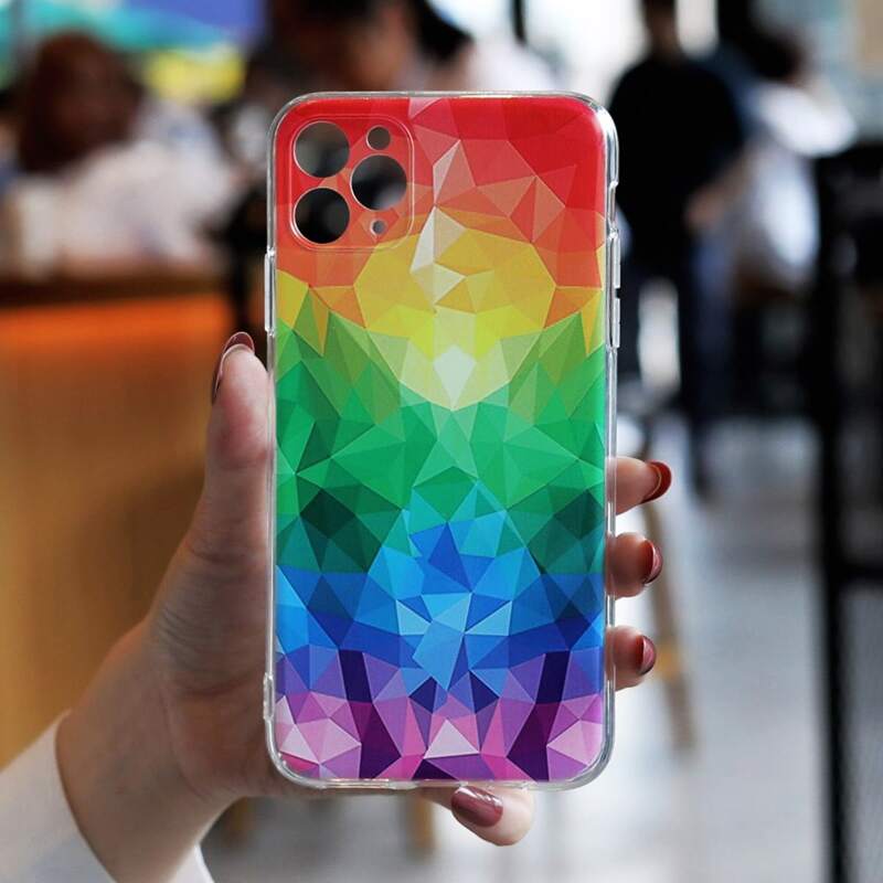 

Colorblock Geometric Print Phone Case, Multicolor