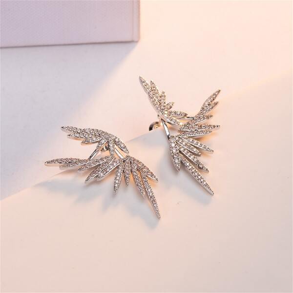 

Zircon Decor Earrings, Silver