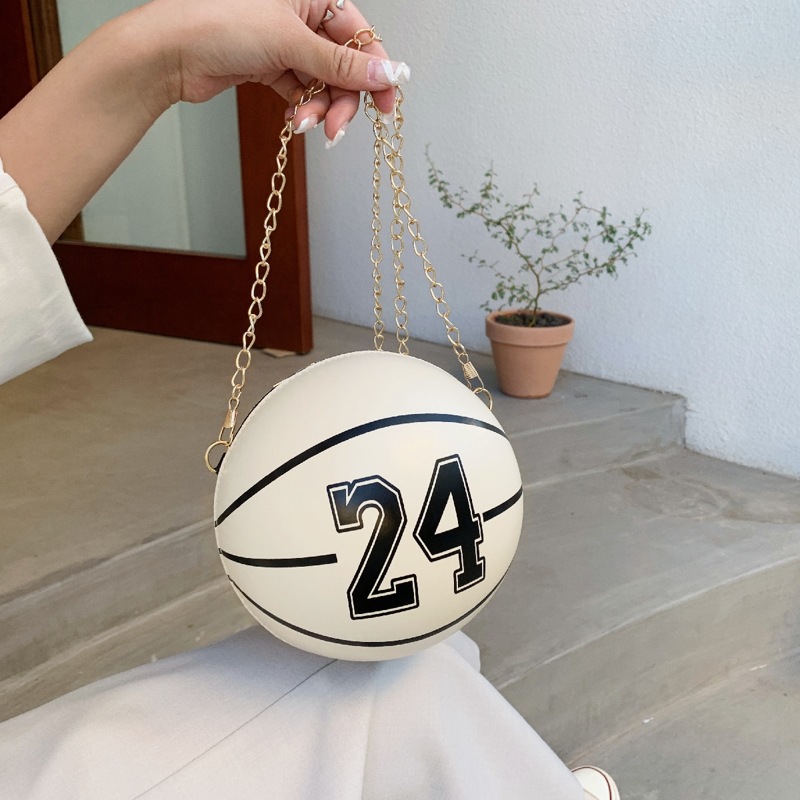 

Letter Graphic Circle Bag, Beige