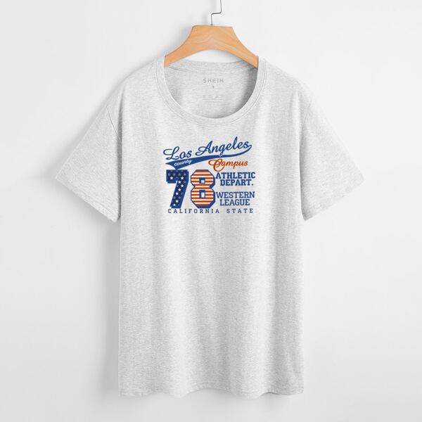 

Letter And Number Print Tee, Light grey