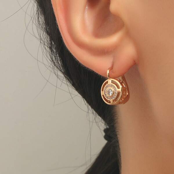 

Zircon Decor Earrings, Gold