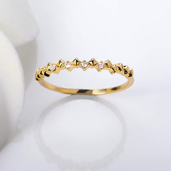 

1pc Rhinestone Decor Ring, Gold