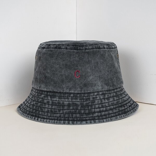 

Men Letter Embroidered Bucket Hat, Black