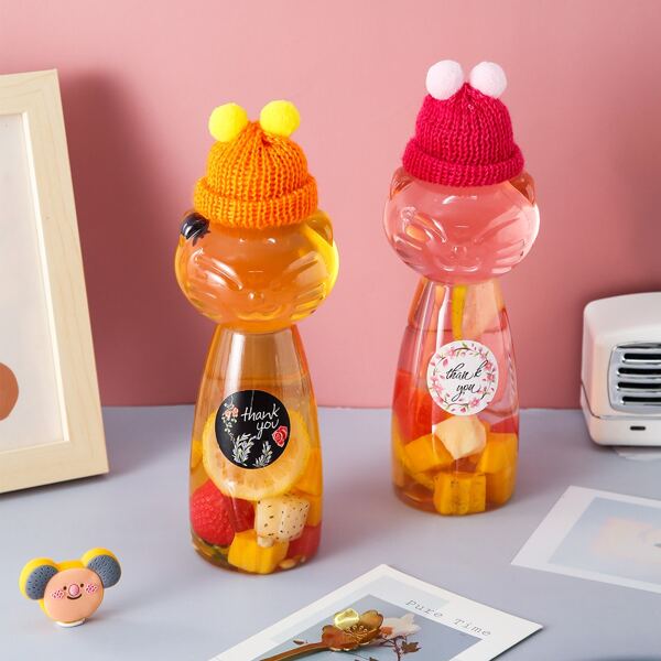 

1pc Cartoon Design Random Water Bottle, Clear