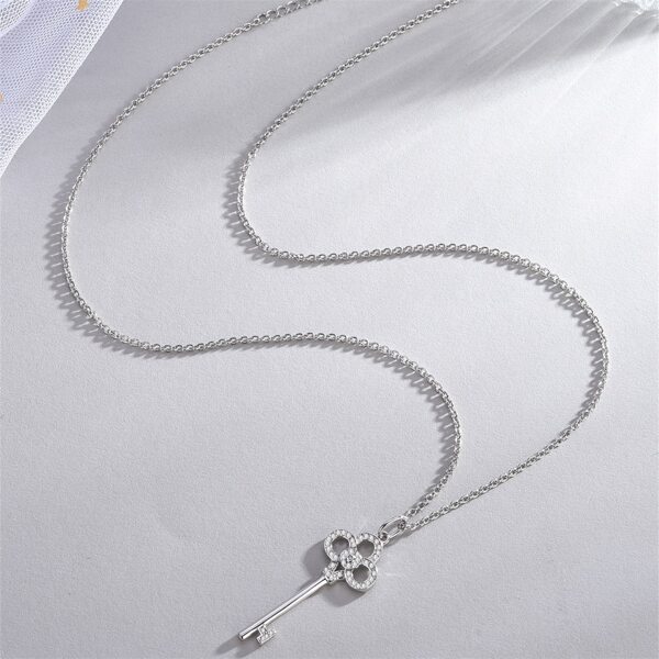

Zircon Detail Key Pendant Necklace, Silver