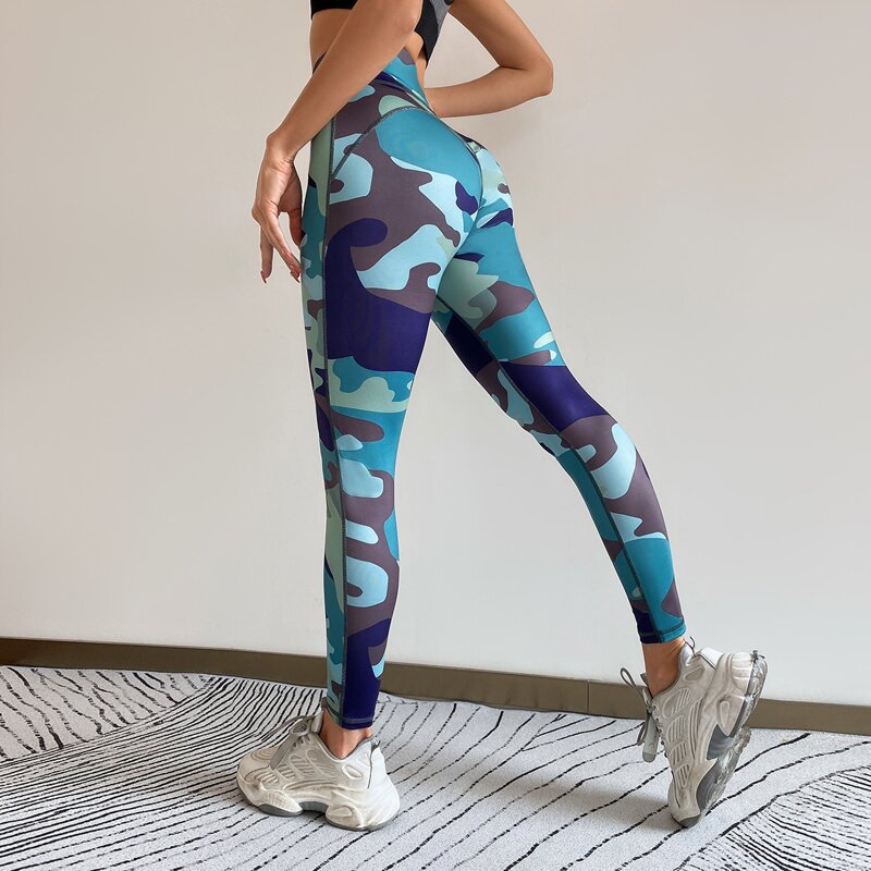 

Camo Print Wideband Waist Sports Leggings, Multicolor