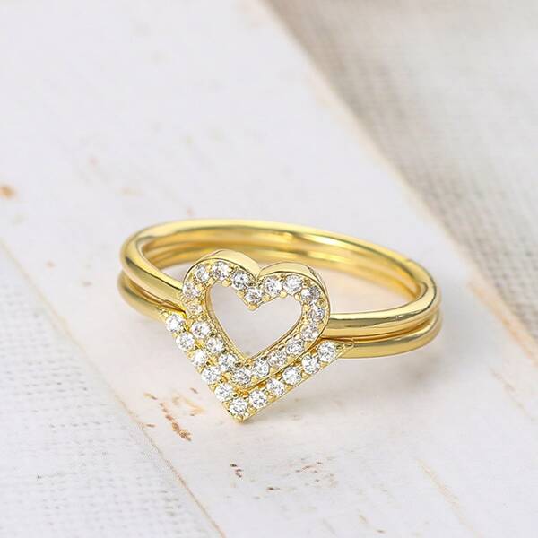 

1pc Rhinestone Decor Ring, Gold