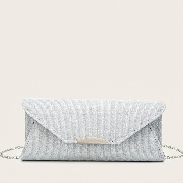 

Solid Chain Clutch Bag, Silver