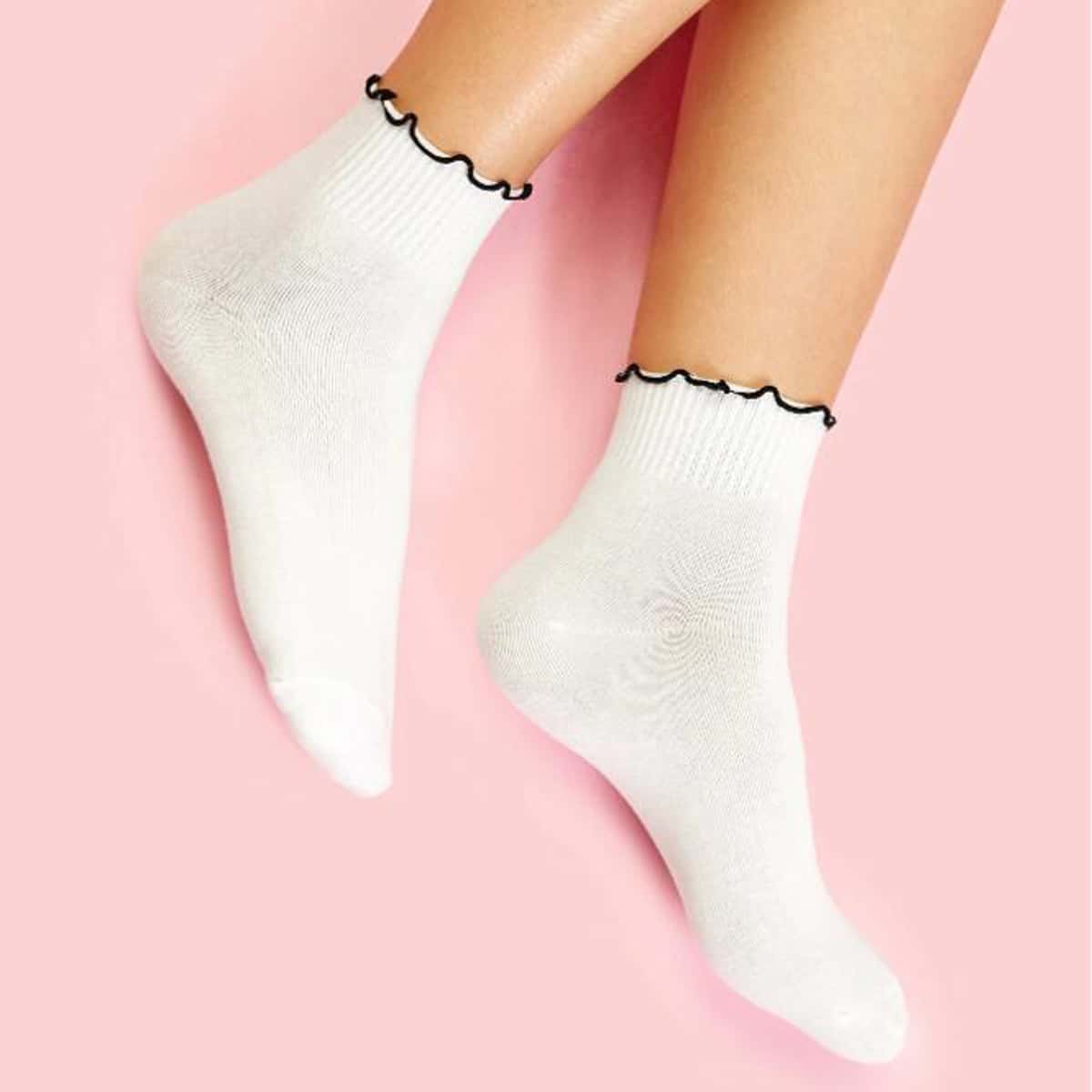 

Frill Crew Socks, White