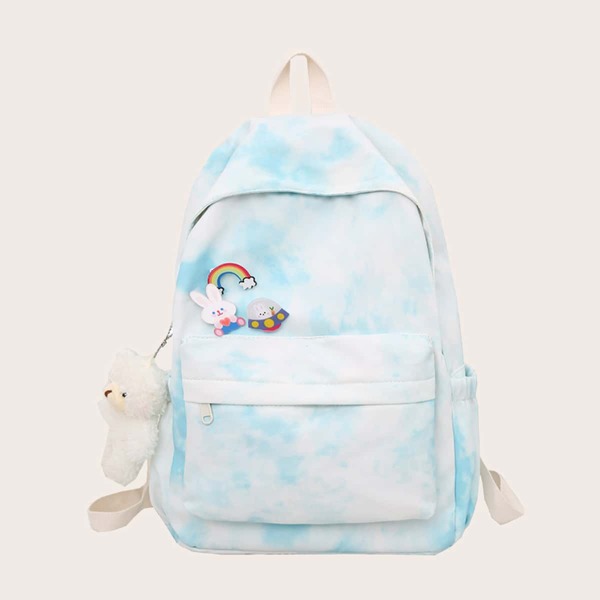 

Sky Pattern Bear Charm Backpack, Baby blue