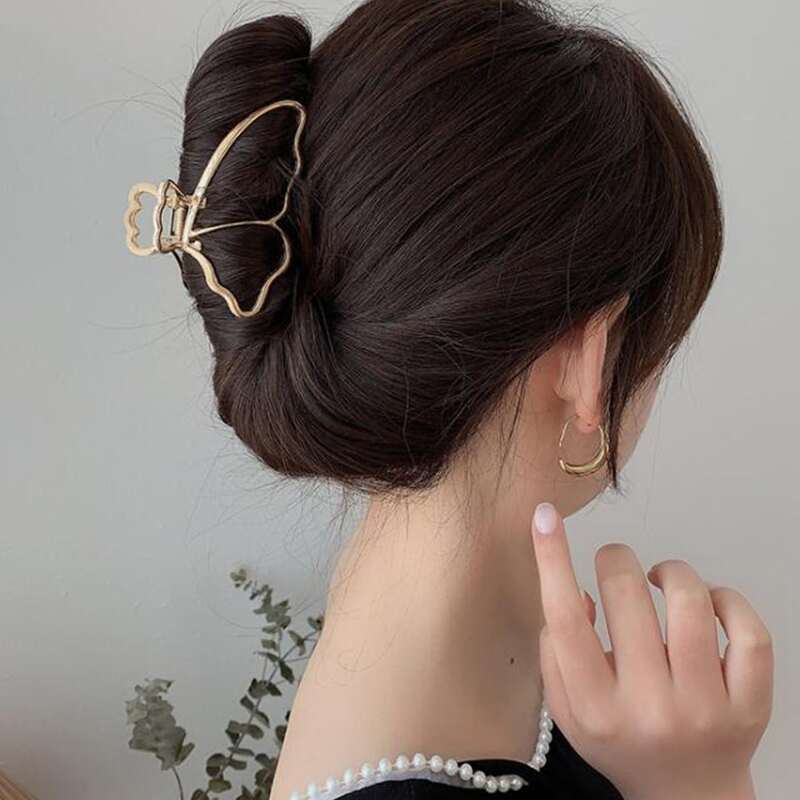 

1pc Butterfly Hair Claw, Gold