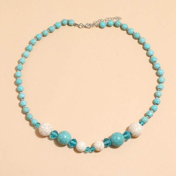 

Stone Beaded Necklace, Blue