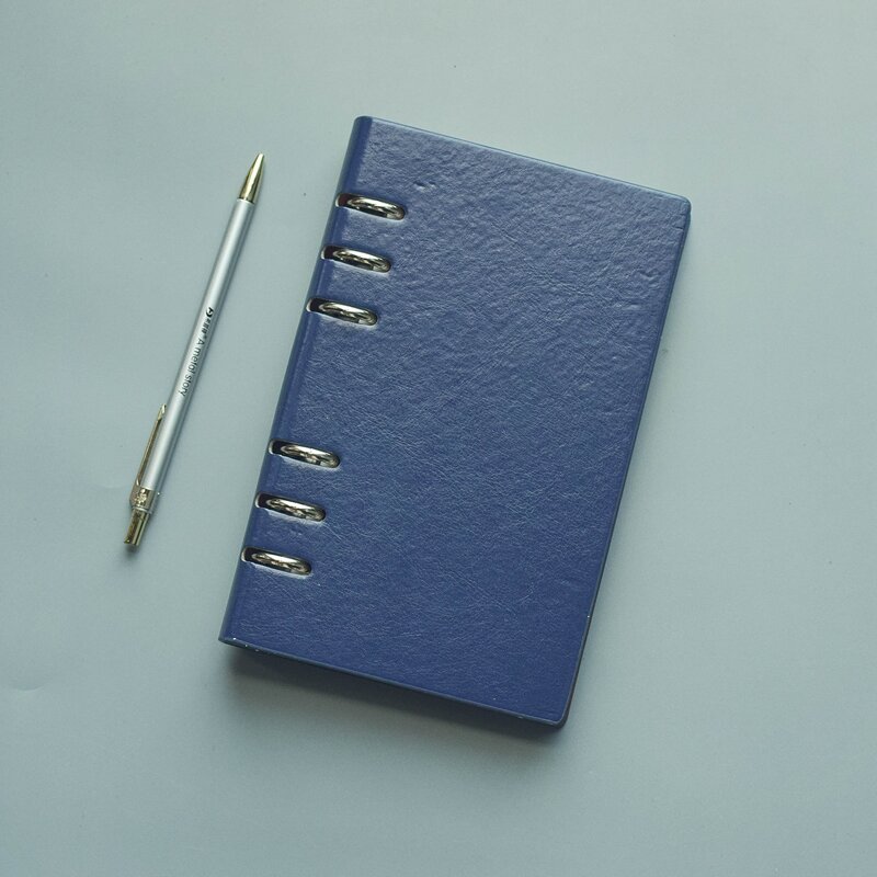1pc Plain PU Cover Notebook, Blue