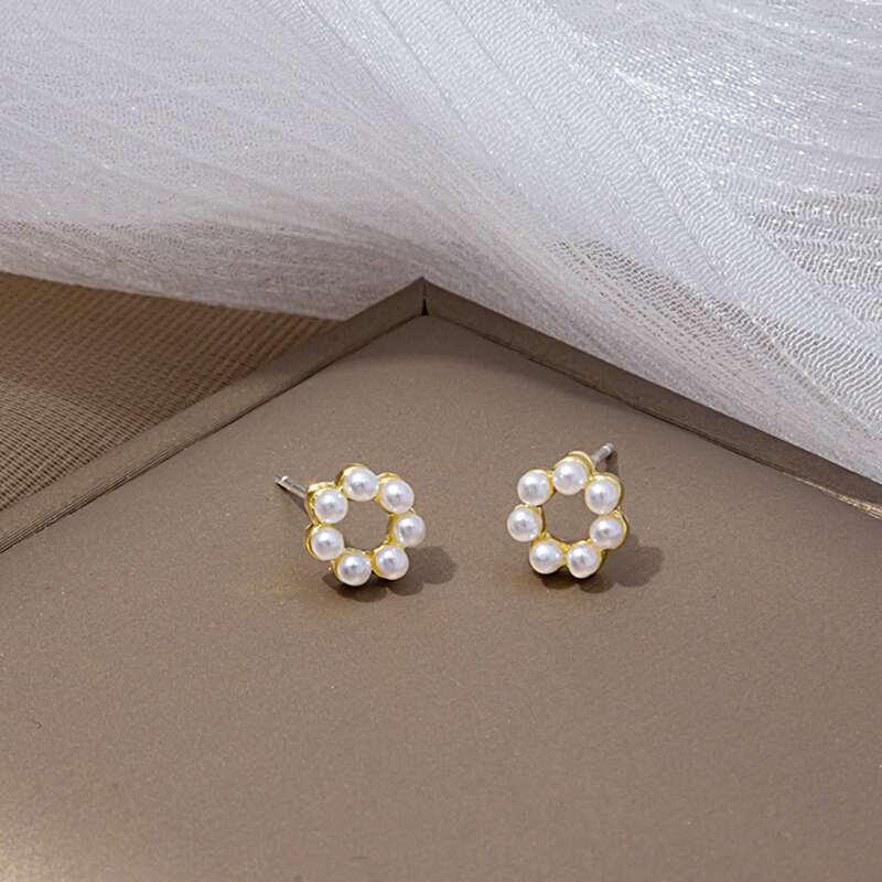 

Faux Pearl Stud Earrings, White
