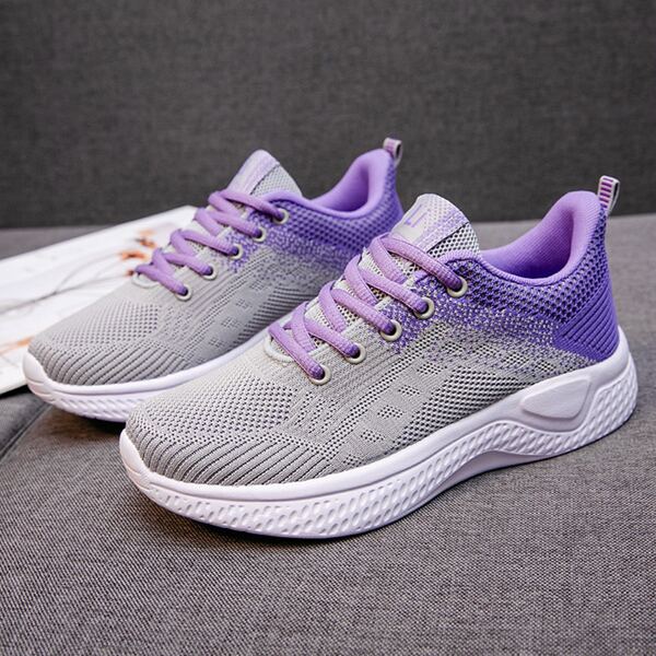 

Two Tone Breathable Knit Sneakers, Grey