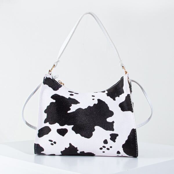 

Cow Pattern Shoulder Bag, Black and white