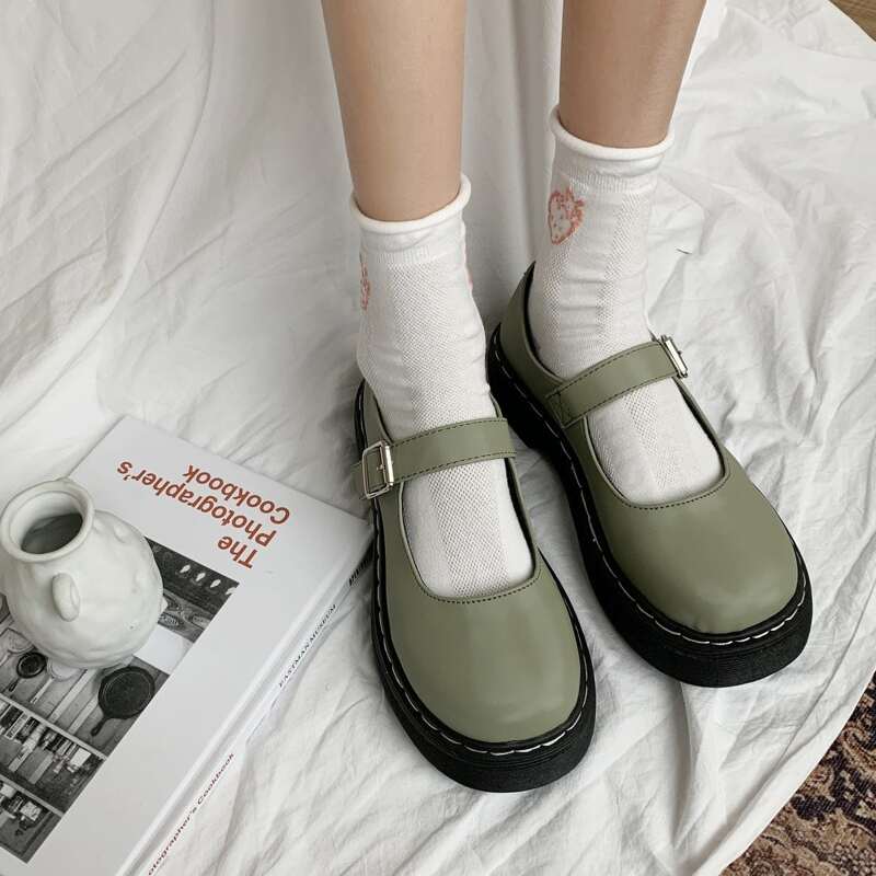 

Minimalist Mary Jane Pumps, Green